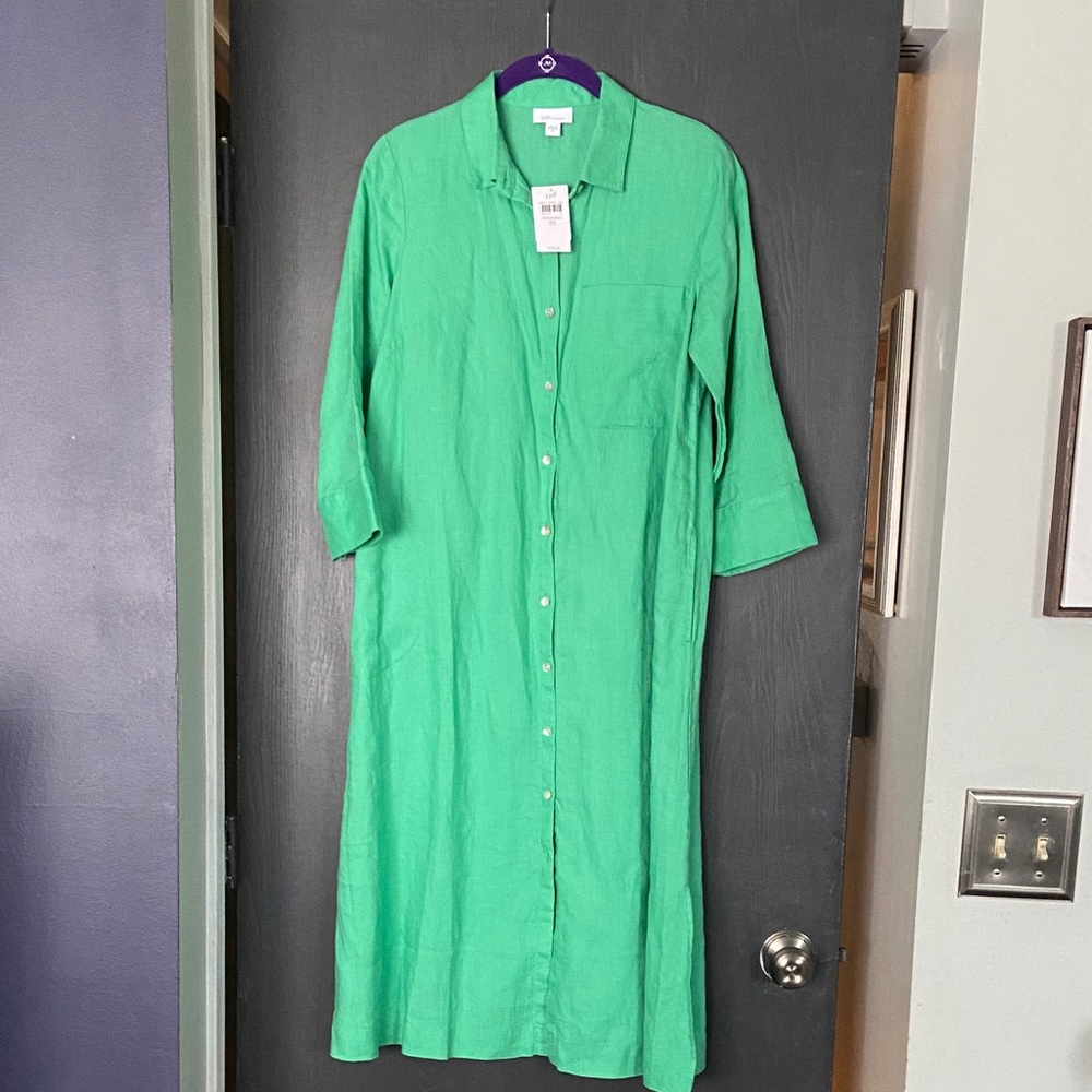 J. Jill Vibrant Green Button-Up Dress